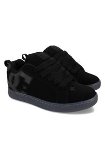 Schn&uuml;rschuh DC Shoes "Court Graffik", Herren, Gr. 14(48,5), schwarz, grau, schwarz reflective, Obermaterial: Leder (Kuh) / Futter: Textil / Au&szlig;ensohle: Gummi;, Schuhe Schn&uuml;rschuh