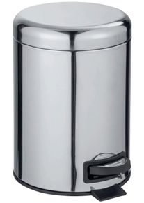 Kosmetikeimer Wenko "Leman", silber (silberfarben, schwarz), B:21cm H:24cm T:28cm, Edelstahl, M&uuml;lleimer, Kosmetikeimer, 5 Liter, BxTxH: 21x28x24 cm