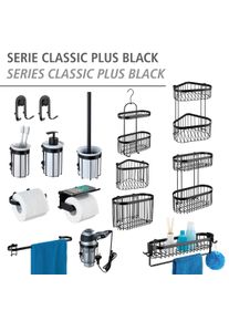 Wandregal Wenko "Classic Plus Black", schwarz, B:14,5cm H:33cm T:26,5cm, Stahl, Regale, Wandregal, 2 Etagen