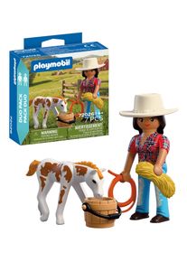Konstruktions-Spielset Playmobil "DuoPack Reiterin mit Fohlen (72026), I Love Horses", bunt, Spielbausteine, Kinder, Kunststoff, Konstruktions-Spielset