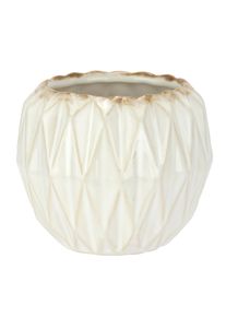 Dekovase I.GE.A. "Keramik-Topf", beige (creme), B:12cm H:10cm, Keramik, Vasen, Dekovase, Blumentopf geriffelt Zylinderform &Uuml;bertopf Keramikvase Deko Dekovase