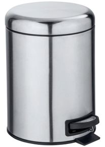 Kosmetikeimer Wenko "Leman", silber (satiniert), B:21cm H:24cm T:28cm, Edelstahl, M&uuml;lleimer, Kosmetikeimer, 5 Liter, BxTxH: 21x28x24 cm