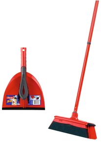 Kehrgarnitur Vileda "DuActiva Besen", rot (rot, schwarz), Kunststoff, Reinigungsb&uuml;rsten, Kehrgarnitur, mit 2in1 Kehrset