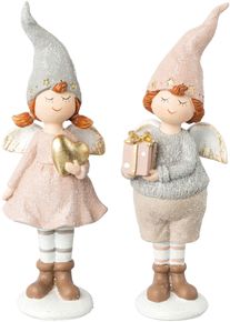 Weihnachtsfigur CREATIV HOME "Weihnachtskinder", rosa, B:7,5cm H:22cm T:6cm, Dekofiguren, Weihnachtsfigur, mit dezentem Glitzer-Finish