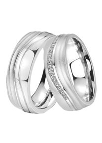 Trauring DOOSTI "Schmuck Geschenk Edelstahl Trauring Ehering Partnerring LIEBE" Gr. 54, silber (edelstahlfarben), Fingerringe, Damen, 54, ohne Zirkonia, Edelstahl, 7mm, Trauring, wahlweise mit oder ohne Zirkonia