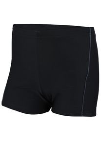 Badehose AQUARTI "Badehose Jungen Badehose Gestreift mit Motiven", Jungen, Gr. 164, N-Gr, schwarz (022 schwarz, grau), Obermaterial: 80% Polyester PES. 20% Elasthan EL., Badehosen Badehose