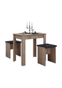 Essgruppe Vcm "Holz Essgruppe Tischgruppe Tisch B&auml;nke Esal L", braun (sonoma, eiche (s&auml;gerau)), B:80cm T:50cm, Obermaterial: 100% Holz Wood., Sitzm&ouml;bel-Sets, Essgruppe