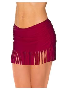 Bikini-Hose AQUARTI "Bikinihose Aquarti Damen Bikinihose mit Rock Seitliche Raffung", Damen, Gr. 44, N-Gr, rot (dunkelrot), Obermaterial: 80% Polyamid PA. 20% Elasthan EL., Badehosen Bikini-Hose