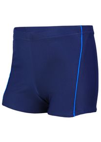 Badehose AQUARTI "Badehose Jungen Badehose Gestreift mit Motiven", Jungen, Gr. 134, N-Gr, blau (022 dunkelblau, blau), Obermaterial: 80% Polyester PES. 20% Elasthan EL., Badehosen Badehose