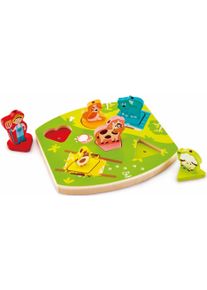 Puzzle HAPE "Bauernhof-Ger&auml;usche-Puzzle", bunt, Puzzles, KinderB:23cm H:6cm T:21cm, Holz, Metall, Motiv, Puzzle, B:23cm H:6cm T:21cm