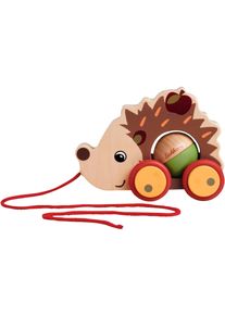 Nachziehtier Eichhorn "Igel", bunt, Nachziehspielzeug, BabyL:16cm, Holz, Silikon, Nachziehtier, L:16cm
