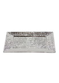 Dekotablett I.GE.A. "Keramik-Schale", silber, B:28cm H:2cm, Keramik, Dekoschalen, Dekotablett, eckig Dekoschale silber Tablett Weihnachtsdeko Deko Advents-Tablett