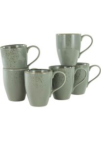 Becher Creatable "Kaffeebecher NATURE COLLECTION", grau, 6 Stk., Steinzeug, Trinkgef&auml;&szlig;e, Becher, Tassen Set, 6-teilig