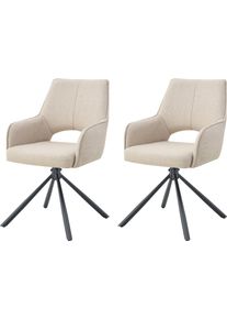 Drehstuhl Home Affaire "BELLEVILLE, 2er Set, mit Metallgestell in matt schwarz", schwarz matt, pulverbeschichtet, creme, B:57cm H:91cm T:64cm, Metall, Polyester, St&uuml;hle, Drehstuhl, in verschiedenen Farben, Belsatbarkeit pro Stuhl 120 kg, 360 drehbar