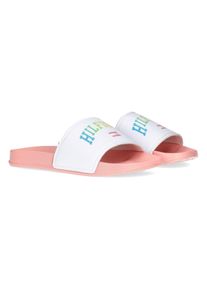 Badepantolette Tommy Hilfiger, M&auml;dchen, Gr. 30, bunt (pink multi), Synthetik, Schuhe Badepantolette, Pool Slides, Badeschuh mit buntem Logo