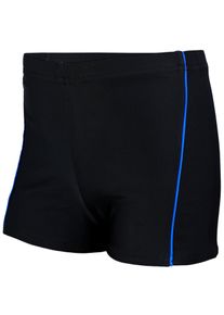 Badehose AQUARTI "Badehose Jungen Badehose Gestreift mit Motiven", Jungen, Gr. 146, N-Gr, blau (022 schwarz, blau), Obermaterial: 80% Polyester PES. 20% Elasthan EL., Badehosen Badehose