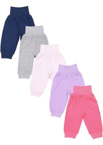 Pumphose TUPTAM "Pumphose Baby Lange Pumphose 5er Pack", M&auml;dchen, Gr. 68, N-Gr, lila (lila rosa pink dunkelblau grau meliert), Obermaterial: 100% Baumwolle CO., Hosen Pumphose