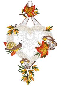 Fensterbild "Fensterbild "Herbstliebe" farbig", bunt, B:21cm H:34cm, Polyester, W. REUTER & SOHN - PLAUENER SPITZE, Fensterbilder, Fensterbild