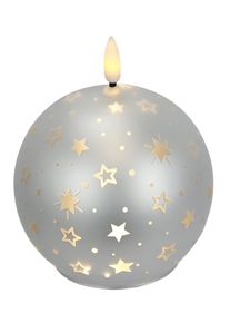LED-Kerze I.GE.A. "Kugel-Kerze B", silber, B:10cm H:12cm, Glas, Kerzen, LED-Kerze, aus Glas batteriebetrieben mit Timer Adventskranz Adventskerzen