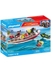 Konstruktions-Spielset Playmobil "Feuerwehrboot mit Aqua Scooter (71464), Action Heroes", bunt, Spielbausteine, Kinder, Kunststoff, Konstruktions-Spielset, Made in Germany
