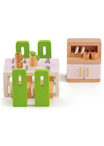 Puppenhausm&ouml;bel HAPE "Esszimmer", beige (natur, gr&uuml;n), Puppenm&ouml;bel, Kinder, Puppenhausm&ouml;bel