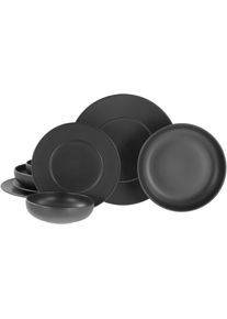 Teller-Set Creatable "Unico, Teller Set, 8-tlg.", schwarz, 8, Steinzeug, Geschirr-Sets, Teller-Set, Eleganter Flair, Breite Fahne, Edel