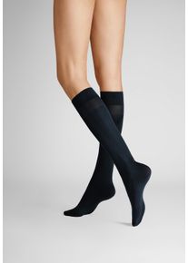 Feinkniestr&uuml;mpfe Hudson "Kniestrumpf Simply 40 2-Pack", Damen, Gr. 39-42, blau (marine 0337), Obermaterial: 95% Polyamid PA. 5% Elasthan EL., Socken Feinkniestr&uuml;mpfe