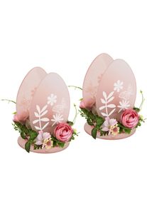 Teelichthalter I.GE.A. "Ei", rosa, B:12cm H:16cm, Glas, Kunststoff, Polyester, Kerzenhalter, Teelichthalter, 2er Set Windlicht Osterhase Glas Holz Kerzenleuchter Fr&uuml;hlingskranz 3D
