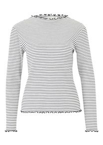 Langarmshirt Cartoon "Langarm-Shirt mit Kragen", Damen, Gr. 36, bunt (wei&szlig;, schwarz), Obermaterial: 95% Baumwolle CO. 5% Elasthan EL., Shirts Langarmshirt