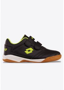Hallenschuh Lotto, Jungen, Gr. 25, schwarz (schwarz, fr.gelb), Synthetik, Schuhe Hallenschuh, mit Klettverschluss