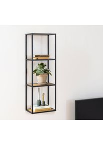 Wandregal ACTONA GROUP, schwarz (matt wildeiche, matt shwarz), B:24cm H:108cm T:37cm, Metall, Papier, Regale, Wandregal, Metallgestell im modernen Industrielook, 2 Einlegeb&ouml;den, H&ouml;he 108 cm