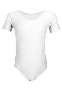 Turnanzug AQUARTI "Body M&auml;dchen Kurzarm Ballettanzug Einfarbig", M&auml;dchen, Gr. 140, wei&szlig;, Obermaterial: 96% Baumwolle CO. 4% Elasthan EL., Sportanz&uuml;ge Turnanzug