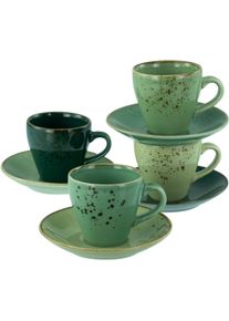 Espressotasse Creatable "Nature Collection Green Life, Espresso-Set, 8-tlg.", gr&uuml;n, 8 Stk., Steinzeug, Trinkgef&auml;&szlig;e, Espressotasse, Handwerklicher Look, Vintage