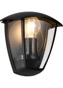 Trio LEUCHTEN Au&szlig;en-Wandleuchte "VENTA, Outdoor Hauswand Fassadenbeleuchtung, exkl 1x E27 max 10W, IP44", schwarz matt, 1, H: 20cm, 1 Stk., Leuchten, Wandlampe Garten Terrasse, Aluminium mit Kunststoff Schirm transparent, Au&szlig;en-Wandleuchte