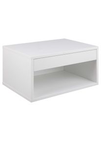 Nachttisch ACTONA GROUP "Cholet Nachtkommode", wei&szlig;, B:50cm H:35cm T:35cm, Tische, Nachttisch, Nachtschrank, wei&szlig; lackiert, Schublade, offenem Fach, Wandbefestigung