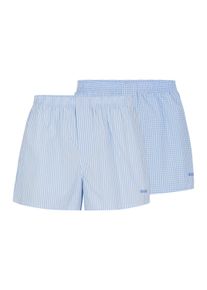 Pyjamashorts BOSS "Boxer CW 2P", Herren, Gr. L, N-Gr, blau (open blau 470), Web, Obermaterial: 100% Baumwolle, bequem normal, Hosen Pyjamashorts, elastischer Bund