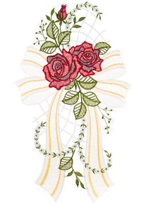 Fensterbild "Fensterbild "Rose" farbig", bunt, B:21cm H:36cm, Polyester, W. REUTER & SOHN - PLAUENER SPITZE, Fensterbilder, Fensterbild