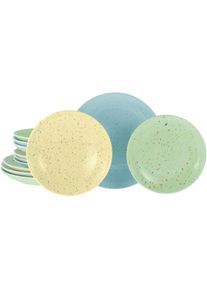 Teller-Set Creatable "Confetti, Teller Set 12-tlg.", bunt, 12 Stk., Steinzeug, Geschirr-Sets, Teller-Set, Unregelm&auml;&szlig;ige bunte Punkte, Gute Laune Geschirr, Frisch, Freundlich