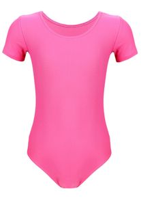 Turnanzug AQUARTI "Body M&auml;dchen Gymnastikanzug Kurzarm", M&auml;dchen, Gr. 152, lila (dunkelrosa), Obermaterial: 80% Polyamid PA. 20% Elasthan EL., Sportanz&uuml;ge Turnanzug