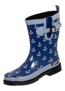 Gummistiefel Bockstiegel "Marleen", Damen, Gr. 38, blau (dunkelblau, multi), Obermaterial: 100% Naturkautschuk NaRubber., Schuhe Gummistiefel