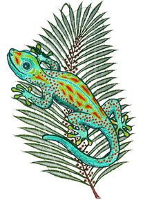 Fensterbild "Fensterbild "Gecko" farbig", bunt, B:19cm H:34cm, Polyester, W. REUTER & SOHN - PLAUENER SPITZE, Fensterbilder, Fensterbild