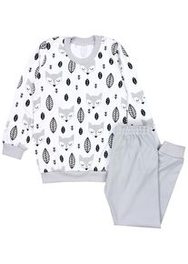 Schlafanzug TUPTAM "Schlafanzug Kinder Jungen Pyjama Set Langarm 2-teilig", M&auml;dchen, Gr. 110, grau (f&uuml;chse grau), Obermaterial: 100% Baumwolle CO., Homewear-Sets Schlafanzug