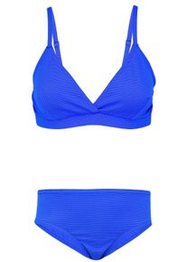 Bustier-Bikini AQUARTI "Badeanzug M&auml;dchen Bikini Set Zweiteilig Bikinislip Bustier", Kinder, Gr. 158, N-Gr, blau (039 jacquard punkte kornblumenblau), Obermaterial: 80% Polyamid PA. 20% Elasthan EL., Bikini-Sets Bustier-Bikini