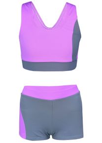 Bustier-Bikini AQUARTI "Badeanzug M&auml;dchen Sport Bikini - Racerback Bustier & Badehose", Kinder, Gr. 152, N-Gr, lila (grau, lila), Obermaterial: 80% Polyamid PA. 20% Elasthan EL., Bikini-Sets Bustier-Bikini