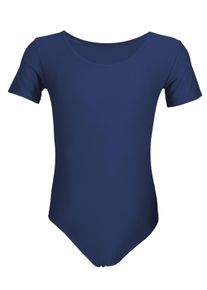 Turnanzug AQUARTI "Body M&auml;dchen Kurzarm Ballettanzug Einfarbig", M&auml;dchen, Gr. 152, blau (dunkelblau), Obermaterial: 96% Baumwolle CO. 4% Elasthan EL., Sportanz&uuml;ge Turnanzug