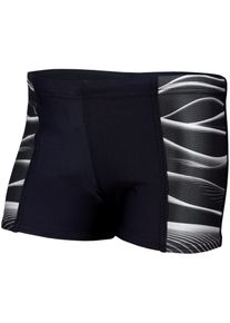 Badehose AQUARTI "Badehose Jungen Schwimmhose Kontrastfarbige Eins&auml;tze", Jungen, Gr. 128, N-Gr, schwarz (11307 schwarz, grau), Obermaterial: 80% Polyamid PA. 20% Elasthan EL., Badehosen Badehose
