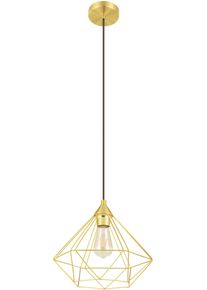 Eglo H&auml;ngeleuchte "TARBES H&auml;ngelampe, E27, Stahl, Esszimmerlampe, Vintage, IP20, Lampe", grau (messingfarben), &Oslash; 32,5cm H: 110cm, 1 Stk., Leuchten, Pendellampe, Wohnzimmer, H110 x &Oslash;32,5cm, messing-geb&uuml;rstet, 1X60W exkl, H&auml;ngeleuchte