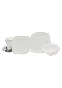 Tafelservice Creatable "Melbourne", wei&szlig;, 12 Stk., Porzellan, Geschirr-Sets, Tafelservice, Teller Set, blattf&ouml;rmiger Charakter mit extra gro&szlig;er Essfl&auml;che