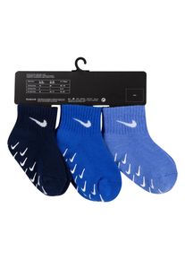 Socken Nike Sportswear "3PK INF/TODD GRIPPER QTR S, NIKE POLAR", Jungen, Gr. 98-104, blau (nike polar), Obermaterial: 63% Baumwolle, 33% Polyester, 4% Elasthan, Socken Socken, f&uuml;r Babys, rutschhemmend