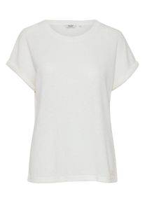 T-Shirt oxmo "T-Shirt OXKatie", Damen, Gr. M, wei&szlig; (sanftes wei&szlig;), Obermaterial: 58% Viskose LENZING ECOVERO CV LenzEcov. 42% Polyester PES., Shirts T-Shirt